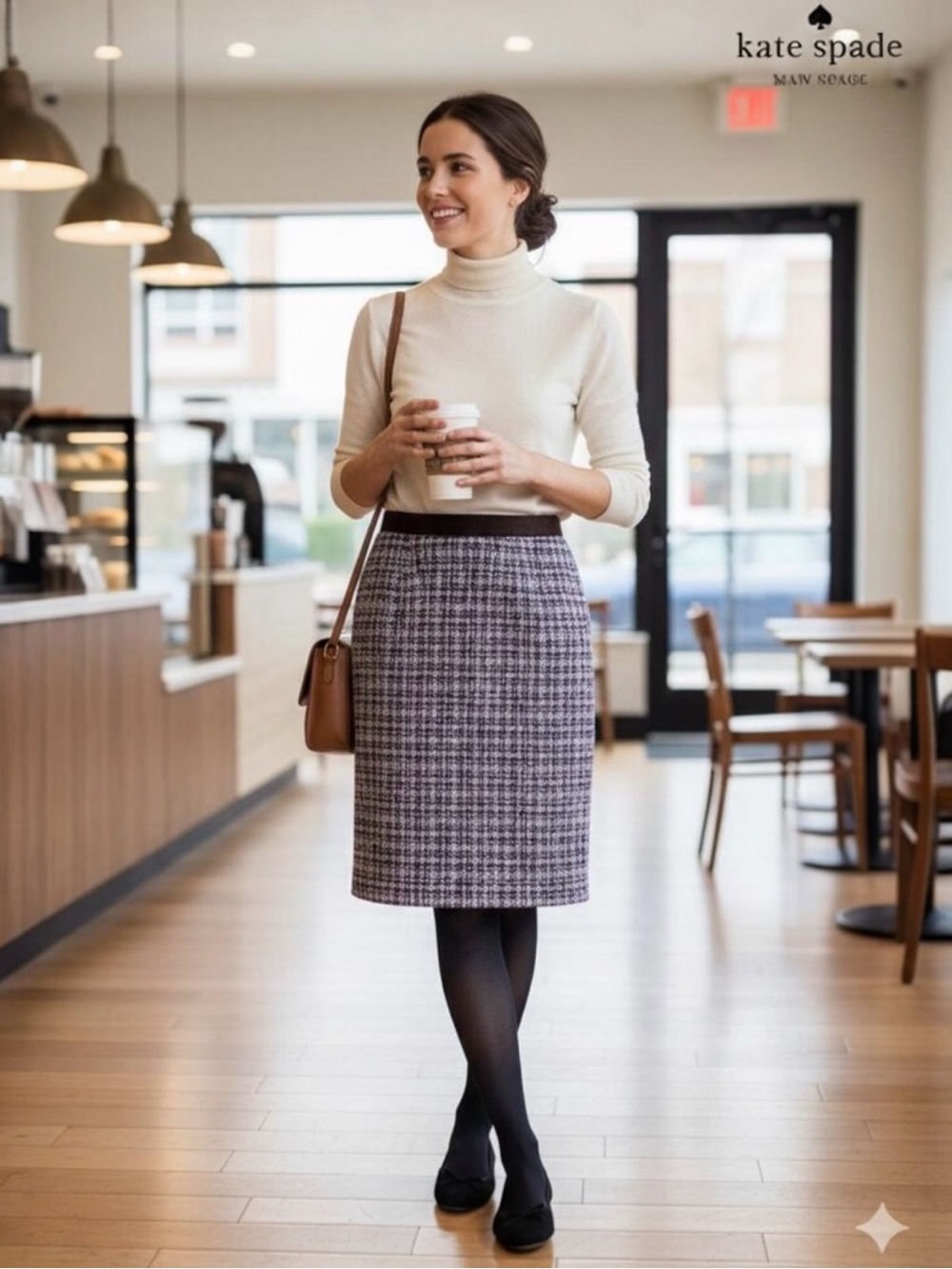 Kate Spade New York Purple Multi-Color Wool Tweed Pencil Skirt - Size 10